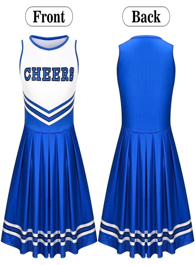 JcHrmers Cheerleader Costume Cheerleading Cosplay Outfit Cheer Dress Accessories for Party Uniform Dress Up with Accessories (Blue, 7-8 Years) - Image 3